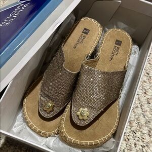 White Mountain Tan Espadrille Shoes Comfortable Slip-On Design